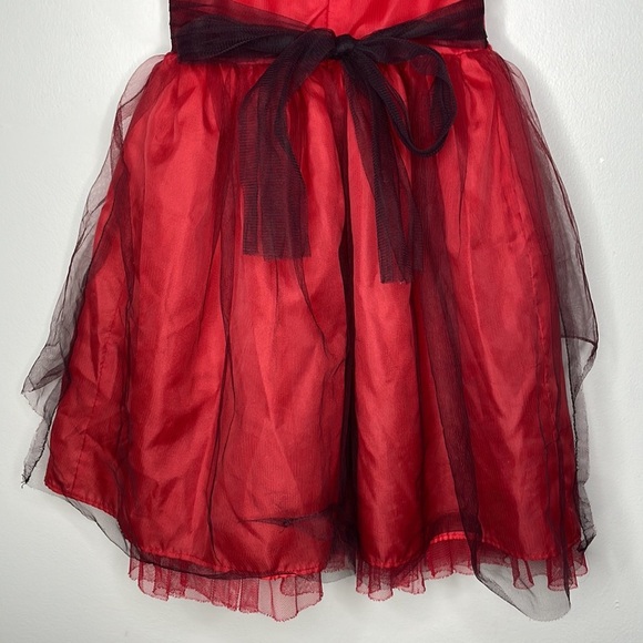 Sweet Heart Rose Girls Size 4 Red Black Sleeveless Glitter Tulle Holiday Dress - Picture 10 of 10